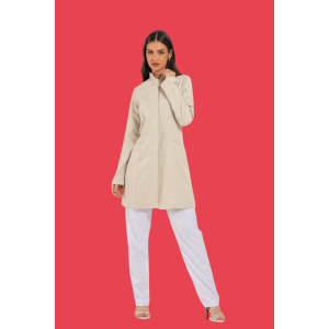 Jaleco Feminino Gola Padre Nude Bege Boutique Dos Jalecos