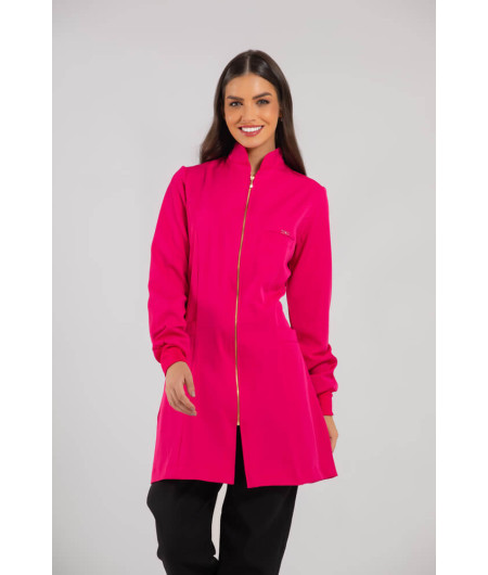Jaleco Gola Padre ROSA PINK SLIM com Zíper Andressa -Com Punho