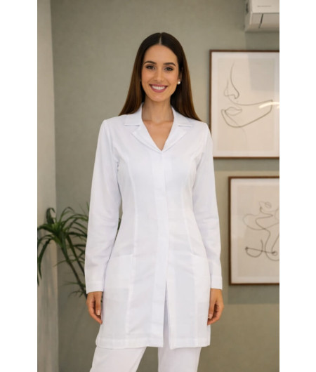 Jaleco Feminino Gola Tradicional Acinturado Pode ser Personalizado em Gabardine 