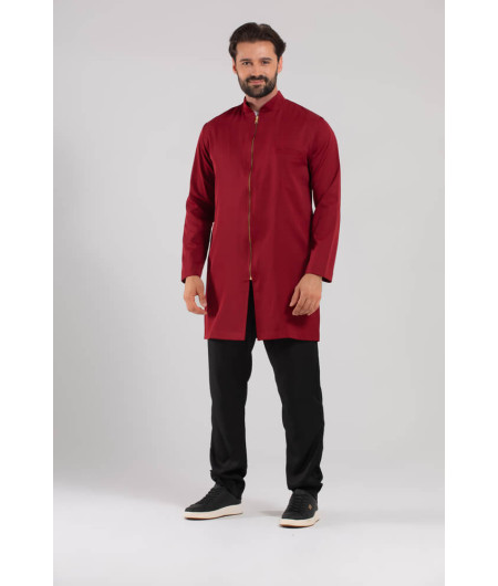 Jaleco Gola Padre BORDO MARSALA SLIM com Zíper Masculino
