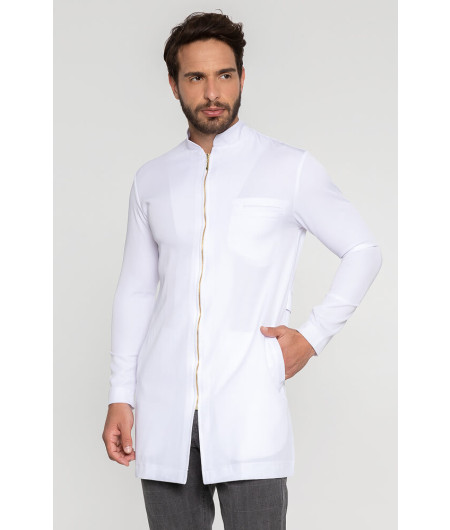 Jaleco Gola Padre BRANCO SLIM com Zíper Masculino