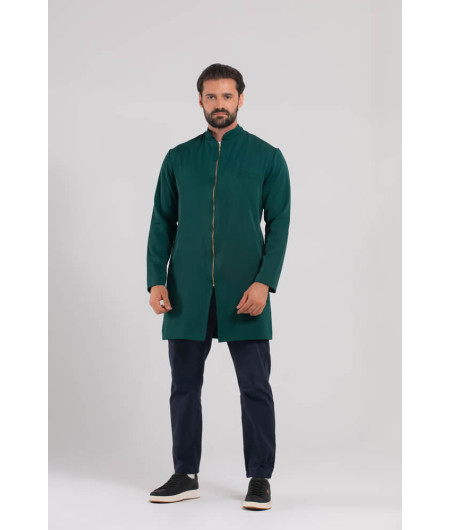Jaleco Gola Padre VERDE ESCURO SLIM com Zíper Masculino
