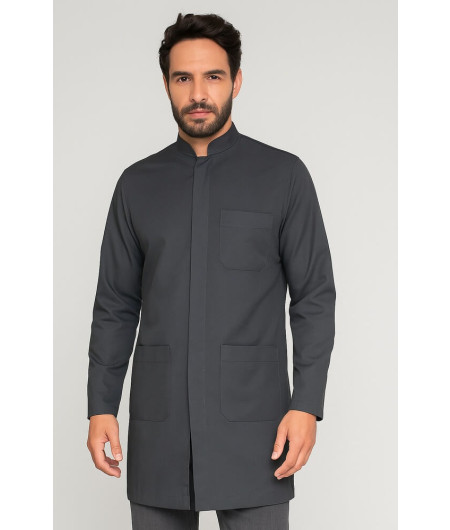 Jaleco Masculino Gola Padre Grafite - Com botão