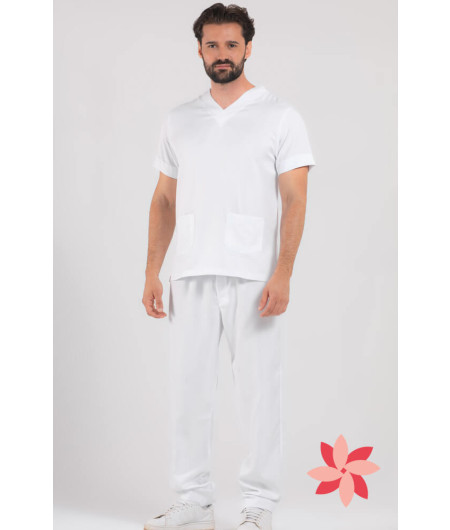Pijama Cirúrgico Masculino Branco / Scrub Branco- Manga Curta