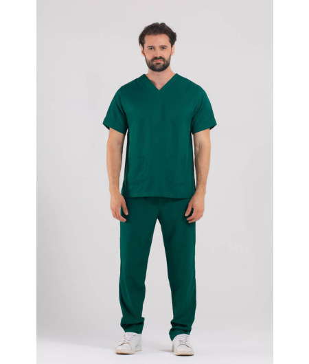 Pijama Cirúrgico Masculino Verde Escuro / Scrub Masculino Verde Escuro- Manga Curta