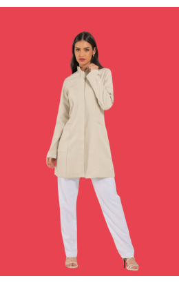 Jaleco Feminino Gola Padre NUDE / BEGE Acinturado e personalizado 