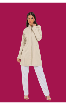 Jaleco Feminino Gola Padre NUDE / BEGE Acinturado e personalizado 