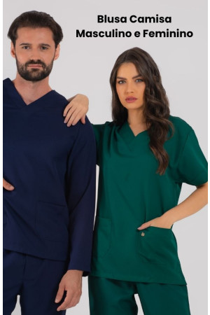 Blusa Camisa Scrub Pijama Cirúrgico Feminino e Masculino- Frente Blusa Camisa Scrub Pijama Cirúrgico Feminino e Masculino- Frente