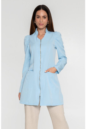Jaleco BRENDA AZUL CLARO SLIM c/Manga Bufante e Ziper Feminino Acinturado Jaleco BRENDA AZUL CLARO SLIM c/Manga Bufante e Ziper Feminino Acinturado