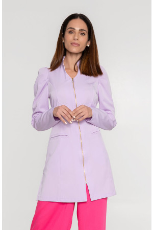 Jaleco BRENDA LILAS SLIM c/Manga Bufante e Ziper Feminino Acinturado