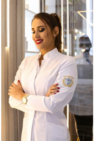 Jaleco Feminino Optometria Brasão Personalizado Acinturado