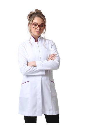 Jaleco Gola Padre Debrum ROXO Feminino Acinturado Jaleco Gola Padre Debrum ROXO Feminino Acinturado