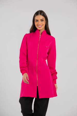 Jaleco Gola Padre ROSA PINK SLIM com Zíper Andressa -Com Punho Jaleco Gola Padre ROSA PINK SLIM com Zíper Andressa -Com Punho