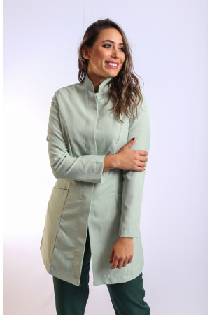 Jaleco Feminino Gola Padre VERDE SALVIA Acinturado 
