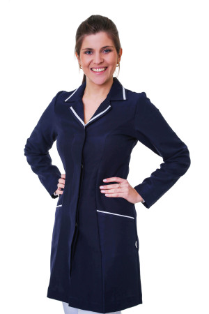 Jaleco Gola Tradicional Azul Marinho Debrum Branco Feminino Acinturado Jaleco Gola Tradicional Azul Marinho Debrum Branco Feminino Acinturado