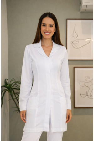 Jaleco Feminino Gola Tradicional Acinturado Pode ser Personalizado em Gabardine 