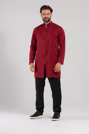 Jaleco Gola Padre BORDO MARSALA SLIM com Zíper Masculino Jaleco Gola Padre BORDO MARSALA SLIM com Zíper Masculino