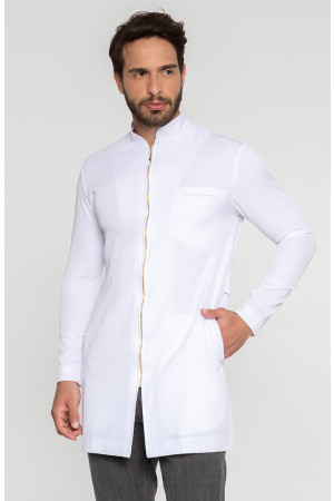 Jaleco Gola Padre BRANCO SLIM com Zíper Masculino Jaleco Gola Padre BRANCO SLIM com Zíper Masculino
