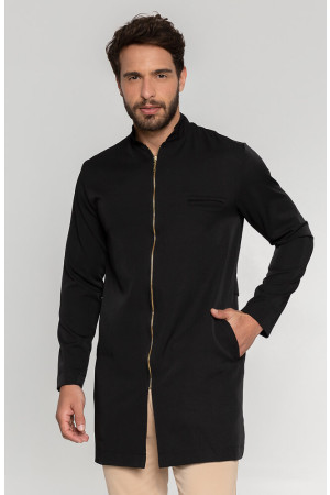 Jaleco Gola Padre PRETO SLIM com Zíper Masculino Jaleco Gola Padre PRETO SLIM com Zíper Masculino