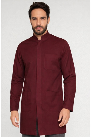 Jaleco Masculino Gola Padre MARSALA com botão Escondido