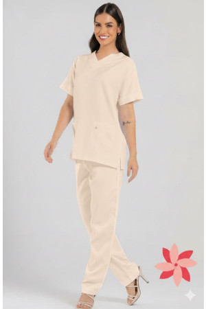 Pijama Cirúrgico Feminino Nude/ Scrub Nude- Manga Curta