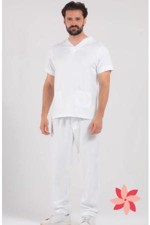 Pijama Cirúrgico Masculino Branco / Scrub Branco- Manga Curta Pijama Cirúrgico Masculino Branco / Scrub Branco- Manga Curta