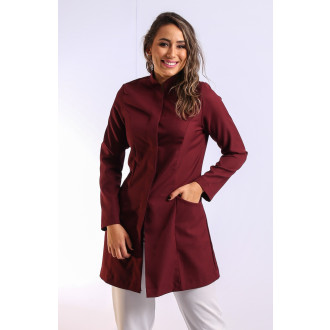 Jaleco Feminino Gola Padre MARSALA Acinturado