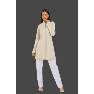 Jaleco Feminino Gola Padre NUDE / BEGE Acinturado e personalizado