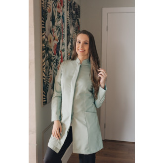 Jaleco Feminino Gola Padre VERDE SALVIA Acinturado