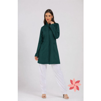 Jaleco Feminino Gola Padre VERDE ESCURO Acinturado e Personalizado