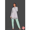 Jaleco Feminino Gola Padre CINZA CLARO Acinturado e personalizado  -frente
