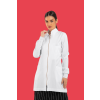 Jaleco Gola Padre BRANCO SLIM com Zíper Andressa -Com Punho