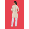 Jaleco Feminino Gola Padre NUDE / BEGE Acinturado e personalizado - Costas