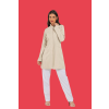 Jaleco Feminino Gola Padre NUDE / BEGE Acinturado e personalizado -frente