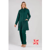 Jaleco Feminino Gola Padre Verde Escuro Acinturado e personalizado -frente