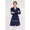 Jaleco Gola Tradicional Azul Marinho Debrum Branco Feminino Acinturado