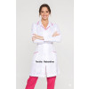 Jaleco Gola Tradicional com Debrum Rosa Pink Feminino Acinturado- Frente