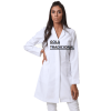 Jaleco Branco Feminino Radiologia Personalizado Acinturado - Gola tradicional